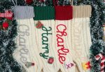 Personalized Christmas Stocking – Custom Embroidered Knit Xmas Sock, Name Christmas Decoration, Family Holiday Gift Bag
