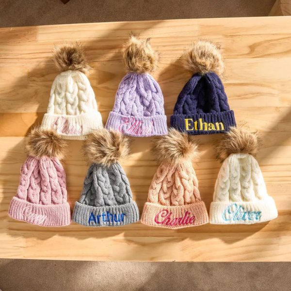 Custom Kids Beanie – Personalized Embroidered Name Hat, Baby Winter Knit Hat, Toddler Monogram Beanie, Handmade Children’s Gift