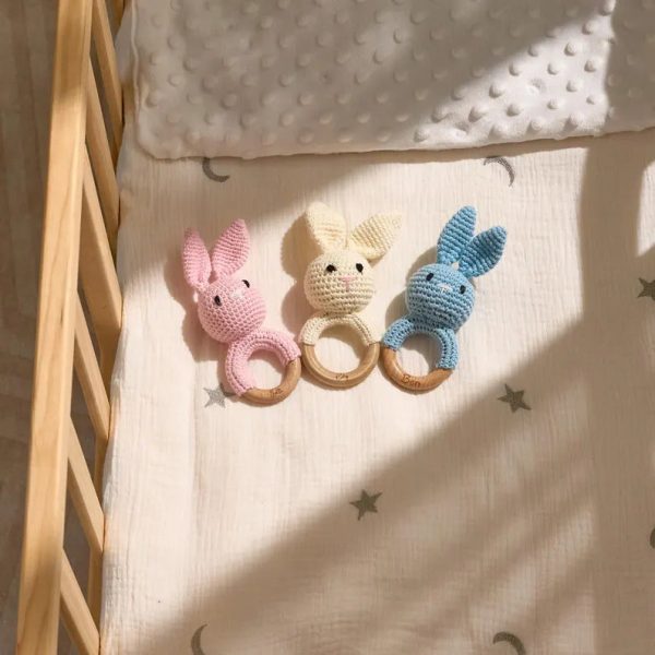 Personalized Baby Rattle – Handmade Newborn Toy, Custom Name Teether Rattle, Baby Shower Gift for Boys & Girls