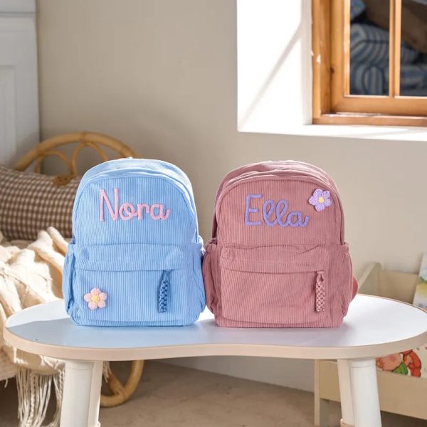 Personalized Mini Kids Backpack – Custom Name Small Toddler Bag, Corduroy Preschool Backpack, Baby Gift for Boys & Girls