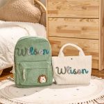 Personalized Corduroy Backpack and Tote Bag Set – Custom Kids Name School Bag, Toddler Preschool Gift, Back to School Essentials