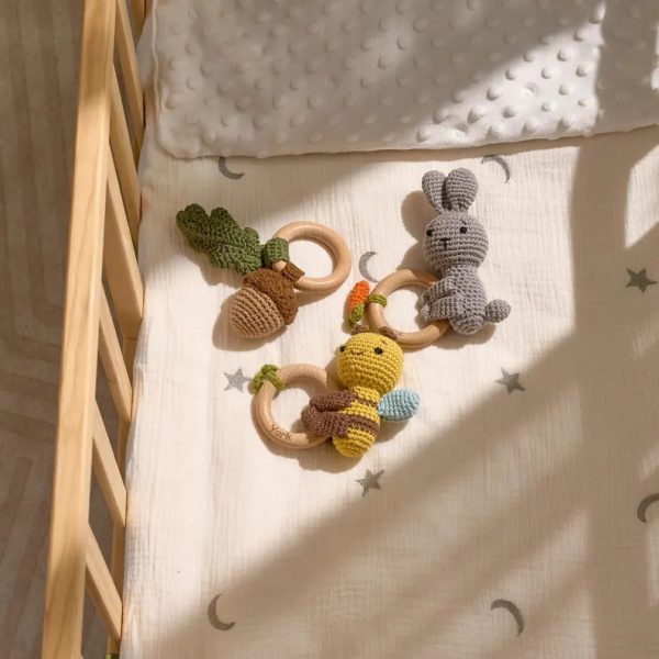 Personalized Baby Rattle – Handmade Newborn Toy, Custom Name Teether Rattle, Baby Shower Gift for Boys & Girls