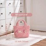 Personalized Corduroy Tote Bag – Custom Name Kids Bag, Toddler Handbag, Preschool Gift, Cute Mini Tote for Boys & Girls