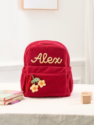 Personalized Mini Kids Backpack – Custom Name Small Toddler Bag, Corduroy Preschool Backpack, Baby Gift for Boys & Girls