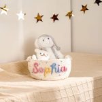 Personalized Woven Basket – Custom Name Storage Basket for Baby Toys, Nursery Organizer or Pet Toy Bin, Handmade Gift