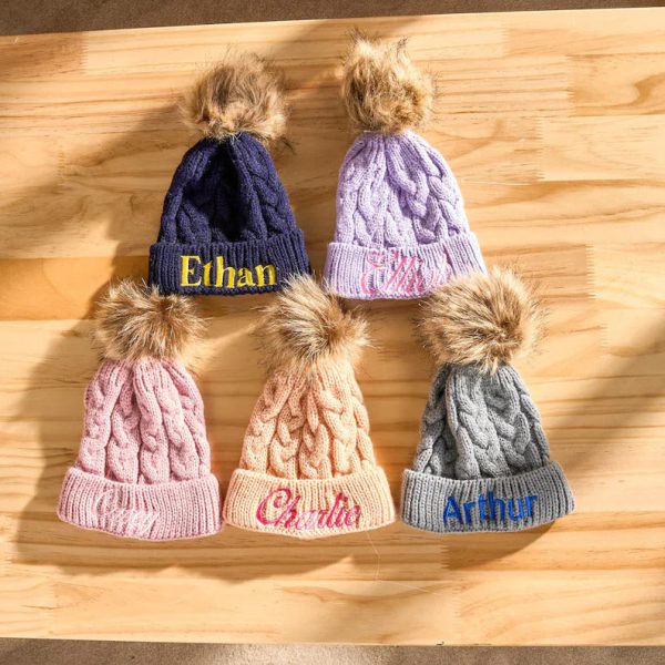 Custom Kids Beanie – Personalized Embroidered Name Hat, Baby Winter Knit Hat, Toddler Monogram Beanie, Handmade Children’s Gift