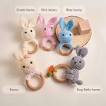 Personalized Baby Rattle – Handmade Newborn Toy, Custom Name Teether Rattle, Baby Shower Gift for Boys & Girls