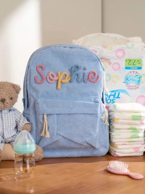 Personalized Corduroy Backpack – Custom Name Kids School Bag, Toddler Preschool Backpack, Back to School Gift for Boys & Girls
