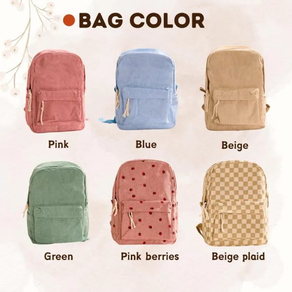 Personalized Corduroy Backpack and Lunch Bag Set – Custom Name School Bag for Kids, Toddler Preschool Bag, Back to School Gift