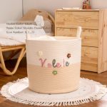 Personalized Woven Basket – Custom Name Storage Basket for Baby Toys, Nursery Organizer or Pet Toy Bin, Handmade Gift