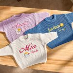 Personalized Baby Sweater – Custom Embroidered Name Knit Jumper, Handmade Toddler Sweatshirt, Baby Shower Gift