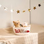 Personalized Woven Basket – Custom Name Storage Basket for Baby Toys, Nursery Organizer or Pet Toy Bin, Handmade Gift