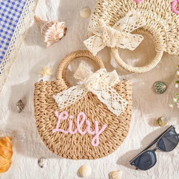 Personalized Mother Daughter Straw Bag Set, Custom Large Beach Tote & Small Crossbody, Matching Mommy and Me Summer Bags, Gift for Her