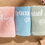Personalized Knit Baby Blanket | Custom Baby Name Blanket | Embroidered Baby Blanket | Unique Baby Shower Gift