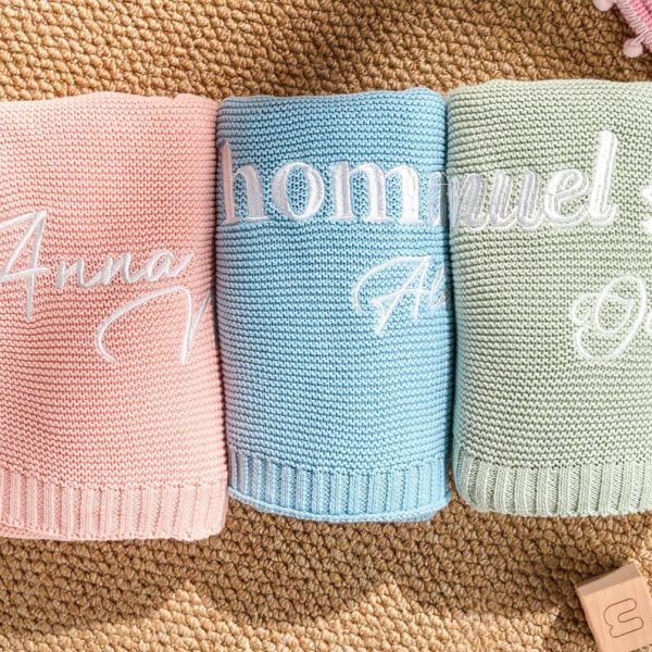 Personalized Knit Baby Blanket | Custom Baby Name Blanket | Embroidered Baby Blanket | Unique Baby Shower Gift