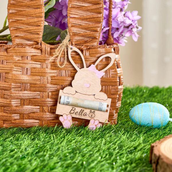 Personalized Easter Bunny Money Holder – Handcrafted Easter Gift, Custom Name Bunny Holder, Easter Basket Stuffer for Kids & Adults
