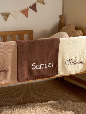 Personalized Knit Baby Blanket | Custom Baby Name Blanket | Embroidered Baby Blanket | Unique Baby Shower Gift