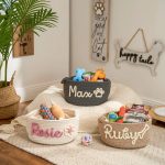 Personalized Pet Toy Basket – Custom Woven Storage Basket with Name, Dog or Cat Toy Organizer, Pet Gift Basket