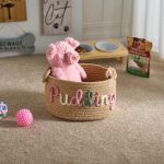 Personalized Pet Toy Basket – Custom Woven Storage Basket with Name, Dog or Cat Toy Organizer, Pet Gift Basket