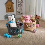 Personalized Pet Toy Basket – Custom Woven Storage Basket with Name, Dog or Cat Toy Organizer, Pet Gift Basket