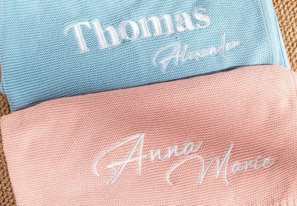 Personalized Knit Baby Blanket | Custom Baby Name Blanket | Embroidered Baby Blanket | Unique Baby Shower Gift