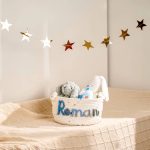 Personalized Woven Basket – Custom Name Storage Basket for Baby Toys, Nursery Organizer or Pet Toy Bin, Handmade Gift
