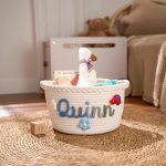 Personalized Woven Basket – Custom Name Storage Basket for Baby Toys, Nursery Organizer or Pet Toy Bin, Handmade Gift
