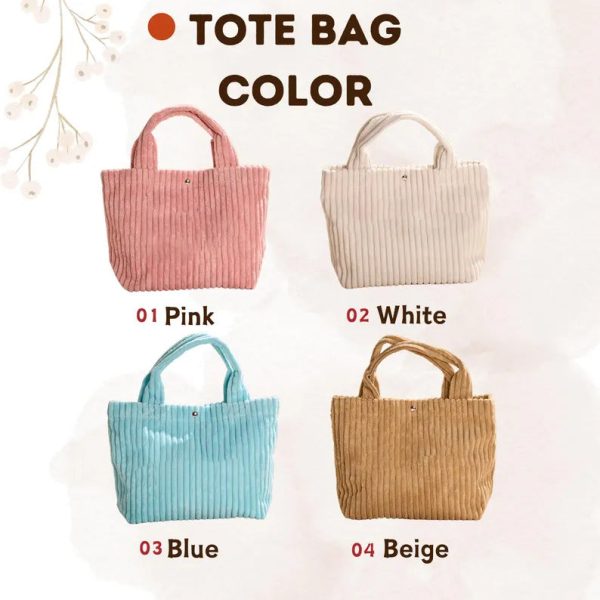 Personalized Corduroy Tote Bag – Custom Name Kids Bag, Toddler Handbag, Preschool Gift, Cute Mini Tote for Boys & Girls