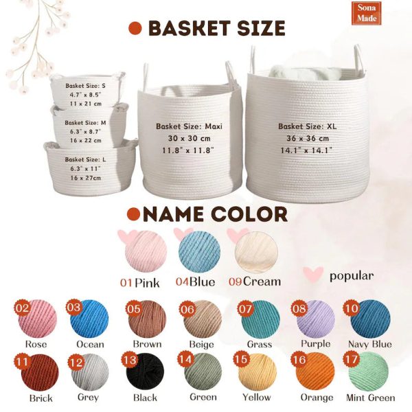 Personalized Woven Basket – Custom Name Storage Basket for Baby Toys, Nursery Organizer or Pet Toy Bin, Handmade Gift