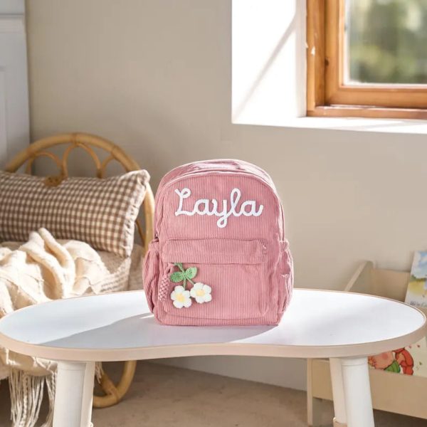 Personalized Mini Kids Backpack – Custom Name Small Toddler Bag, Corduroy Preschool Backpack, Baby Gift for Boys & Girls