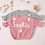 Personalized Baby Sweater – Custom Name Knit Jumper, Handmade Toddler Sweatshirt, Baby Shower Gift