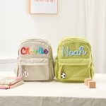 Personalized Mini Kids Backpack – Custom Name Small Toddler Bag, Corduroy Preschool Backpack, Baby Gift for Boys & Girls