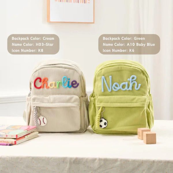Personalized Mini Kids Backpack – Custom Name Small Toddler Bag, Corduroy Preschool Backpack, Baby Gift for Boys & Girls