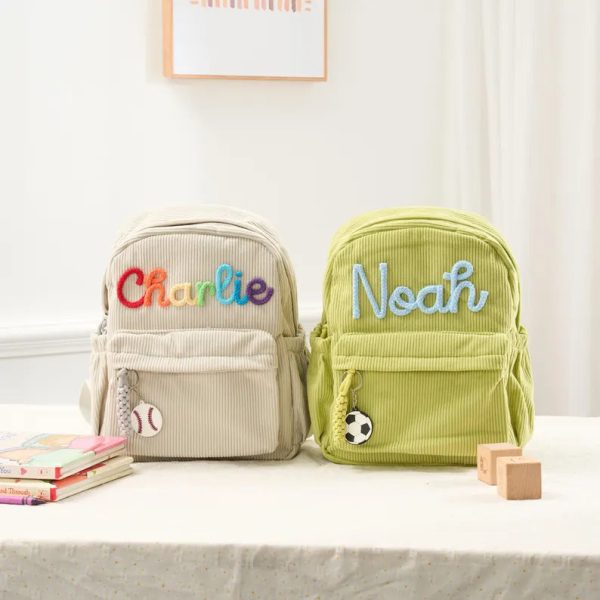 Personalized Mini Kids Backpack – Custom Name Small Toddler Bag, Corduroy Preschool Backpack, Baby Gift for Boys & Girls