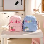 Personalized Mini Kids Backpack – Custom Name Small Toddler Bag, Corduroy Preschool Backpack, Baby Gift for Boys & Girls
