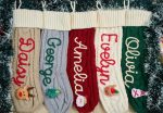 Personalized Christmas Stocking – Custom Embroidered Knit Xmas Sock, Name Christmas Decoration, Family Holiday Gift Bag