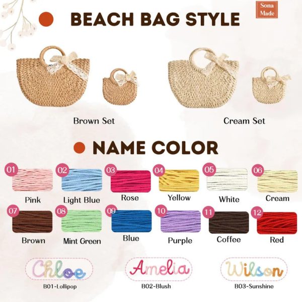 Personalized Mother Daughter Straw Bag Set, Custom Large Beach Tote & Small Crossbody, Matching Mommy and Me Summer Bags, Gift for Her