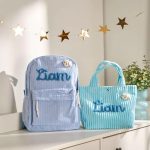 Personalized Corduroy Backpack and Tote Bag Set – Custom Kids Name School Bag, Toddler Preschool Gift, Back to School Essentials