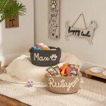 Personalized Pet Toy Basket – Custom Woven Storage Basket with Name, Dog or Cat Toy Organizer, Pet Gift Basket