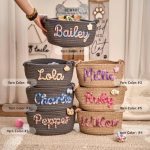 Personalized Pet Toy Basket – Custom Woven Storage Basket with Name, Dog or Cat Toy Organizer, Pet Gift Basket