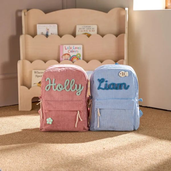 Personalized Corduroy Backpack – Custom Name Kids School Bag, Toddler Preschool Backpack, Back to School Gift for Boys & Girls