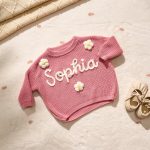 Personalized Baby Sweater – Custom Name Knit Jumper, Handmade Toddler Sweatshirt, Baby Shower Gift