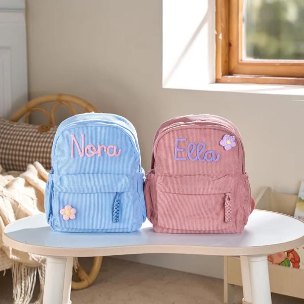 Personalized Mini Kids Backpack – Custom Name Small Toddler Bag, Corduroy Preschool Backpack, Baby Gift for Boys & Girls