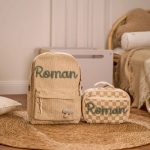 Personalized Corduroy Backpack and Lunch Bag Set – Custom Name School Bag for Kids, Toddler Preschool Bag, Back to School Gift