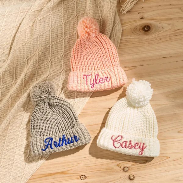 Custom Kids Beanie – Personalized Embroidered Name Hat, Baby Winter Knit Hat, Toddler Monogram Beanie, Handmade Children’s Gift