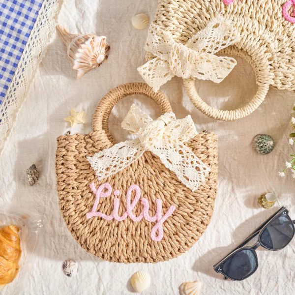 Personalized Mother Daughter Straw Bag Set, Custom Large Beach Tote & Small Crossbody, Matching Mommy and Me Summer Bags, Gift for Her