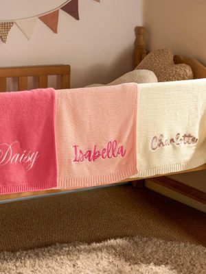 Personalized Knit Baby Blanket | Custom Baby Name Blanket | Embroidered Baby Blanket | Unique Baby Shower Gift