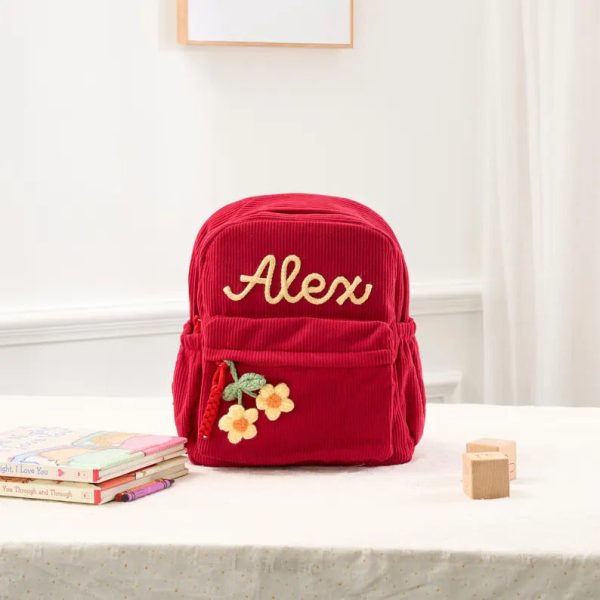 Personalized Mini Kids Backpack – Custom Name Small Toddler Bag, Corduroy Preschool Backpack, Baby Gift for Boys & Girls