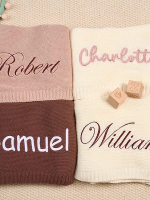 Personalized Knit Baby Blanket | Custom Baby Name Blanket | Embroidered Baby Blanket | Unique Baby Shower Gift