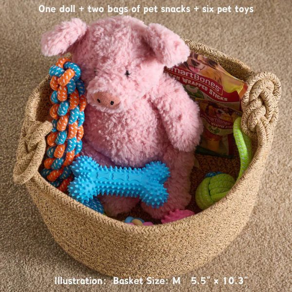 Personalized Pet Toy Basket – Custom Woven Storage Basket with Name, Dog or Cat Toy Organizer, Pet Gift Basket